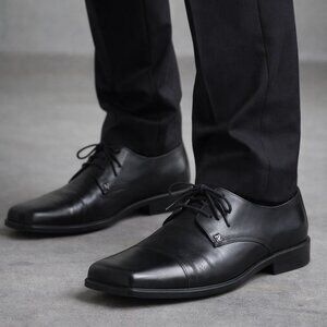 Apples Man Black Leather Derby Shoes Men’s US 10–10.5 Square Toe Classic Dress